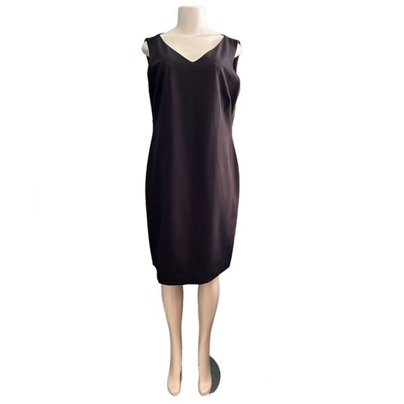 Worthington Little Black Dress V Neckline Sleeveless Fitted Sheath Size 14 - Picture 2 of 6